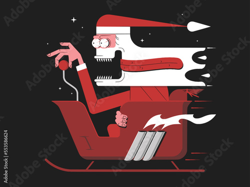 Funny Santa Claus Merry Christmas Happy New Year Celebration Snowman Cute Cat psycho santa Gift Postcard Website illustration