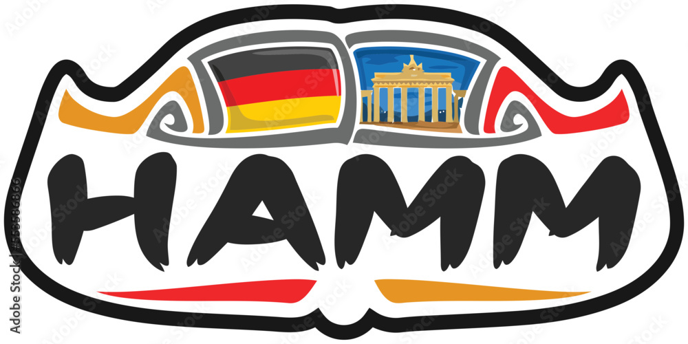 Hamm Germany Flag Travel Souvenir Sticker Skyline Landmark Logo Badge Stamp Seal Emblem Coat of Arms Vector Illustration SVG EPS