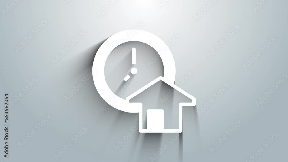 White Time is money icon isolated on grey background. Money is time. Effective time management. Convert time to money. 4K Video motion graphic animation White Time is money icon isolated on grey background. Money is time. Effective time management. Convert time to money. 4K Video motion graphic animation