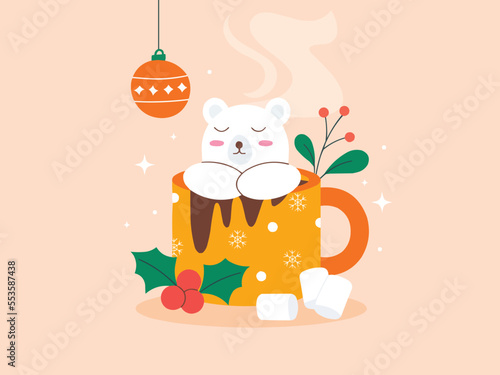 Funny Santa Claus Merry Christmas Happy New Year Celebration Snowman Cute Cat psycho santa Gift Postcard Website illustration
