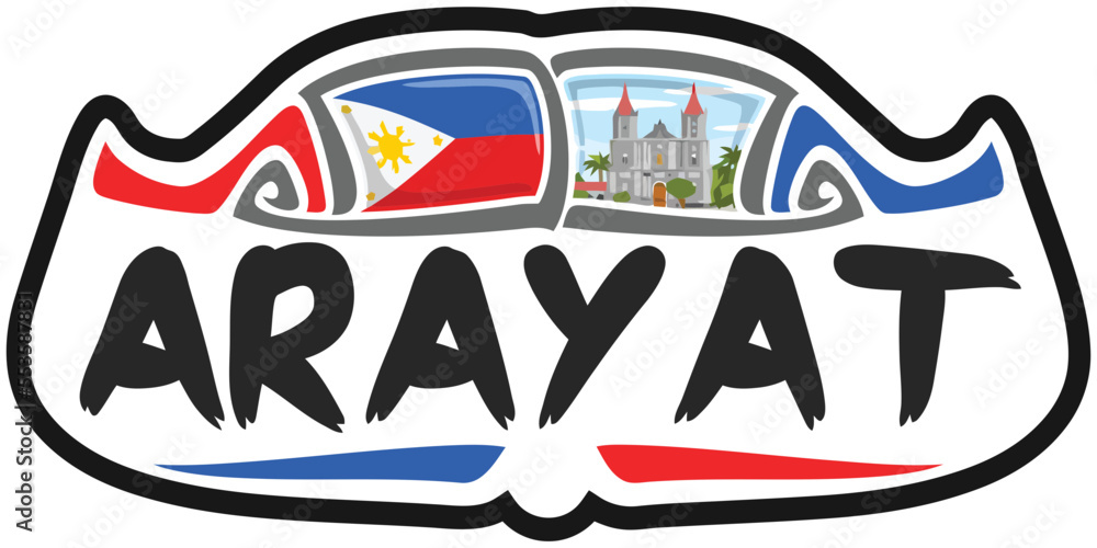 Arayat Philippines Flag Travel Souvenir Sticker Skyline Landmark Logo Badge Stamp Seal Emblem Coat of Arms Vector Illustration SVG EPS