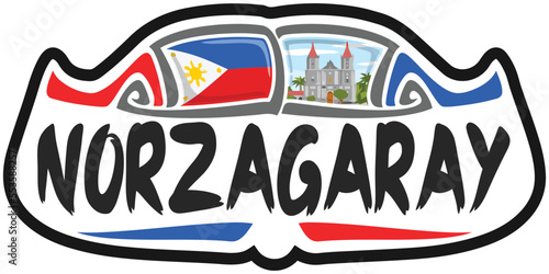 Norzagaray Philippines Flag Travel Souvenir Sticker Skyline Landmark Logo Badge Stamp Seal Emblem Coat of Arms Vector Illustration SVG EPS