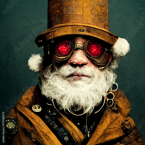 Portrait of Steampunk Santa Claus Digital Art