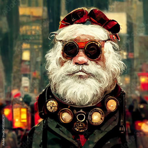 Portrait of Steampunk Santa Claus Digital Art