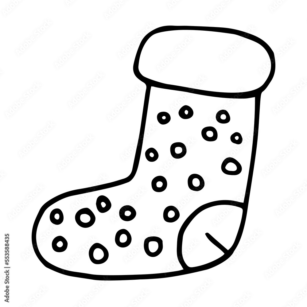 Hand drawn christmas stocking doodle vector illustration isolated on white Hand drawn christmas stocking doodle vector illustration isolated on white