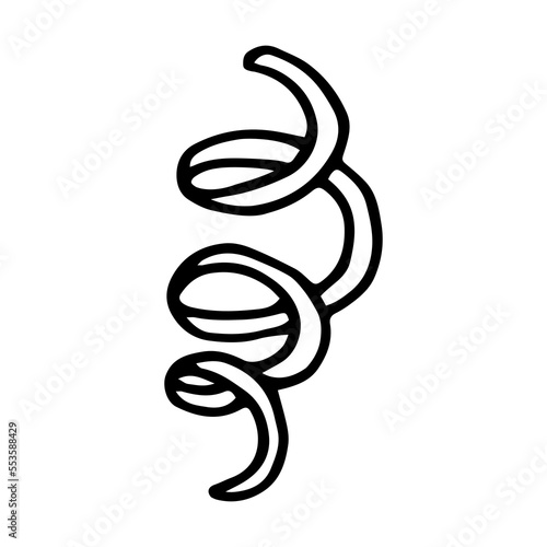 Hand drawn serpentine ribbon doodle vector illustration isolated on white