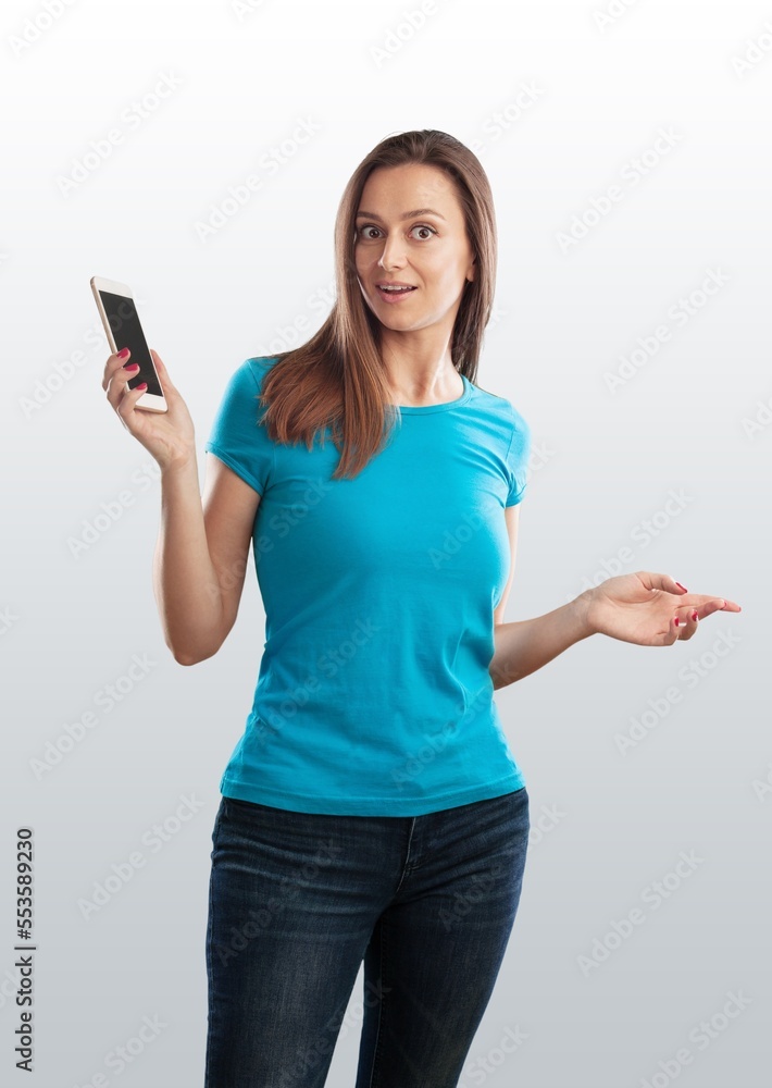 Fototapeta premium beautiful businesswoman with modern mobile phone
