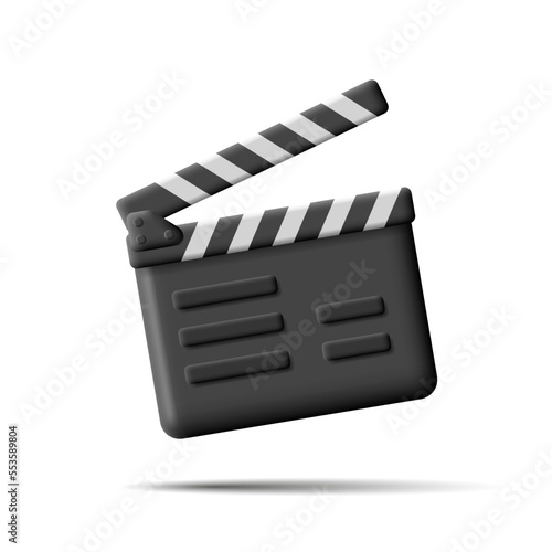 Clapper film clapperboard isolated on white background.