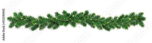 Print op canvas Christmas tree garland isolated on white