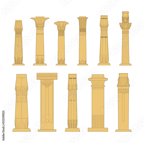 Columns  in different styles. Flat design. Format vector