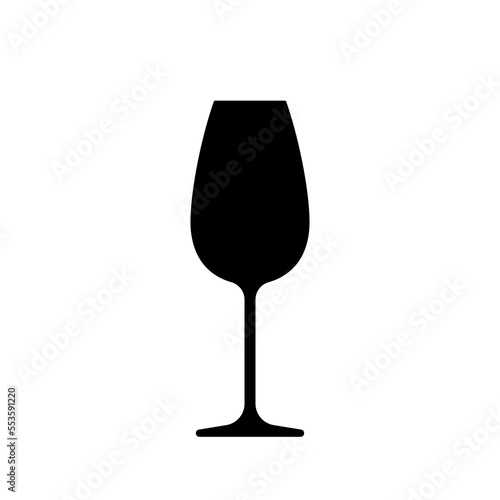 Wine glass black icon. Vector element on white background. Best for print, package, mobile apps, UI and web design.