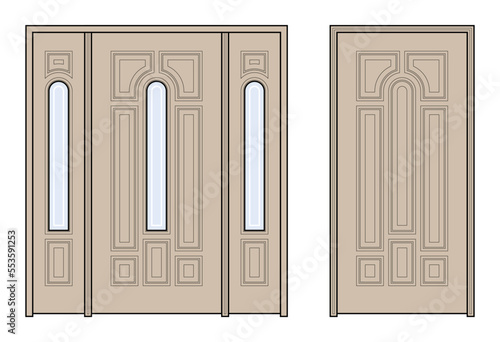 Ancient  2 doors. Flat design format vector.