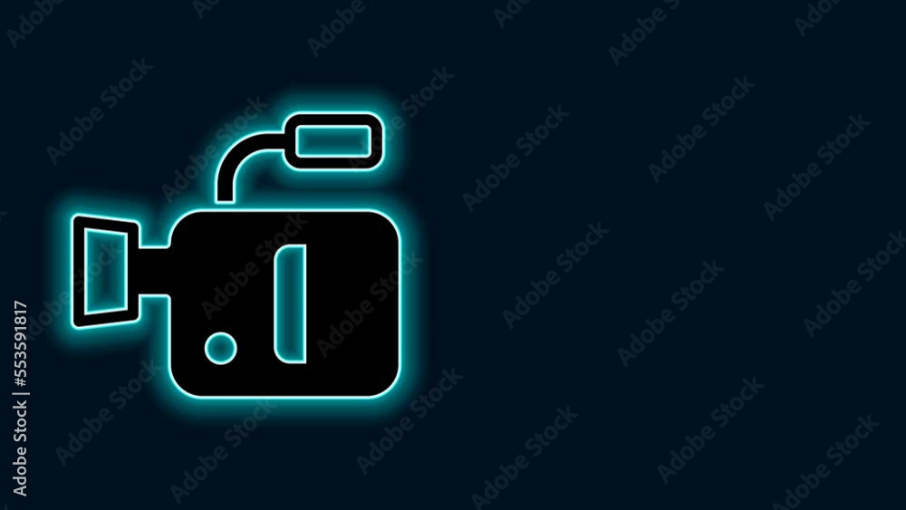 Glowing neon line Cinema camera icon isolated on black background. Video camera. Movie sign. Film projector. 4K Video motion graphic animation Glowing neon line Cinema camera icon isolated on black background. Video camera. Movie sign. Film projector. 4K Video motion graphic animation