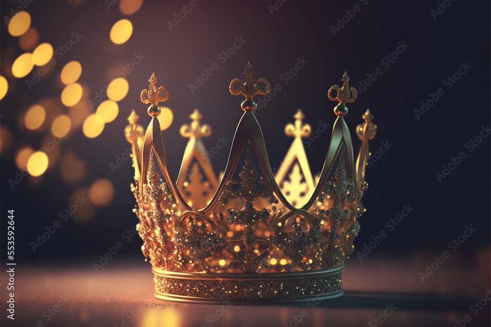 Golden crown with gold bokeh background Stock Illustration | Adobe Stock