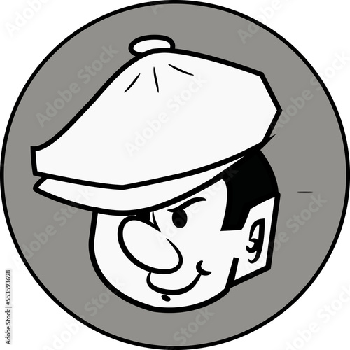 Bilde på lerret person with hat , cara , blanco y negro