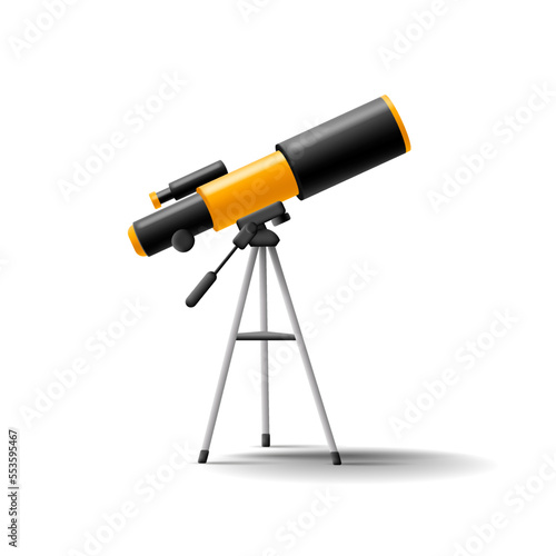 3d telescope isolated on white background.
