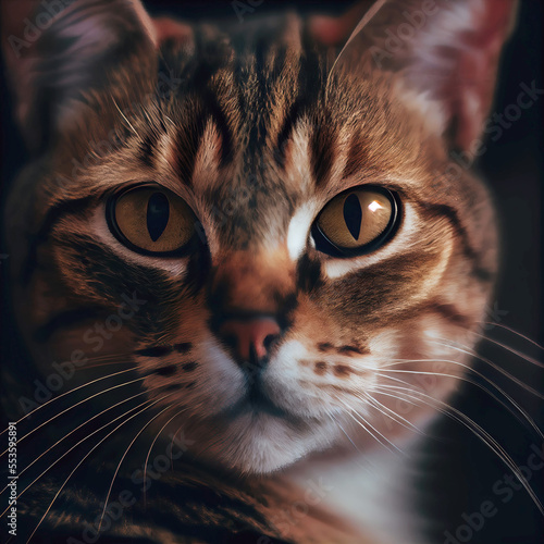 Studio closeup portrait of cat (Generative AI)