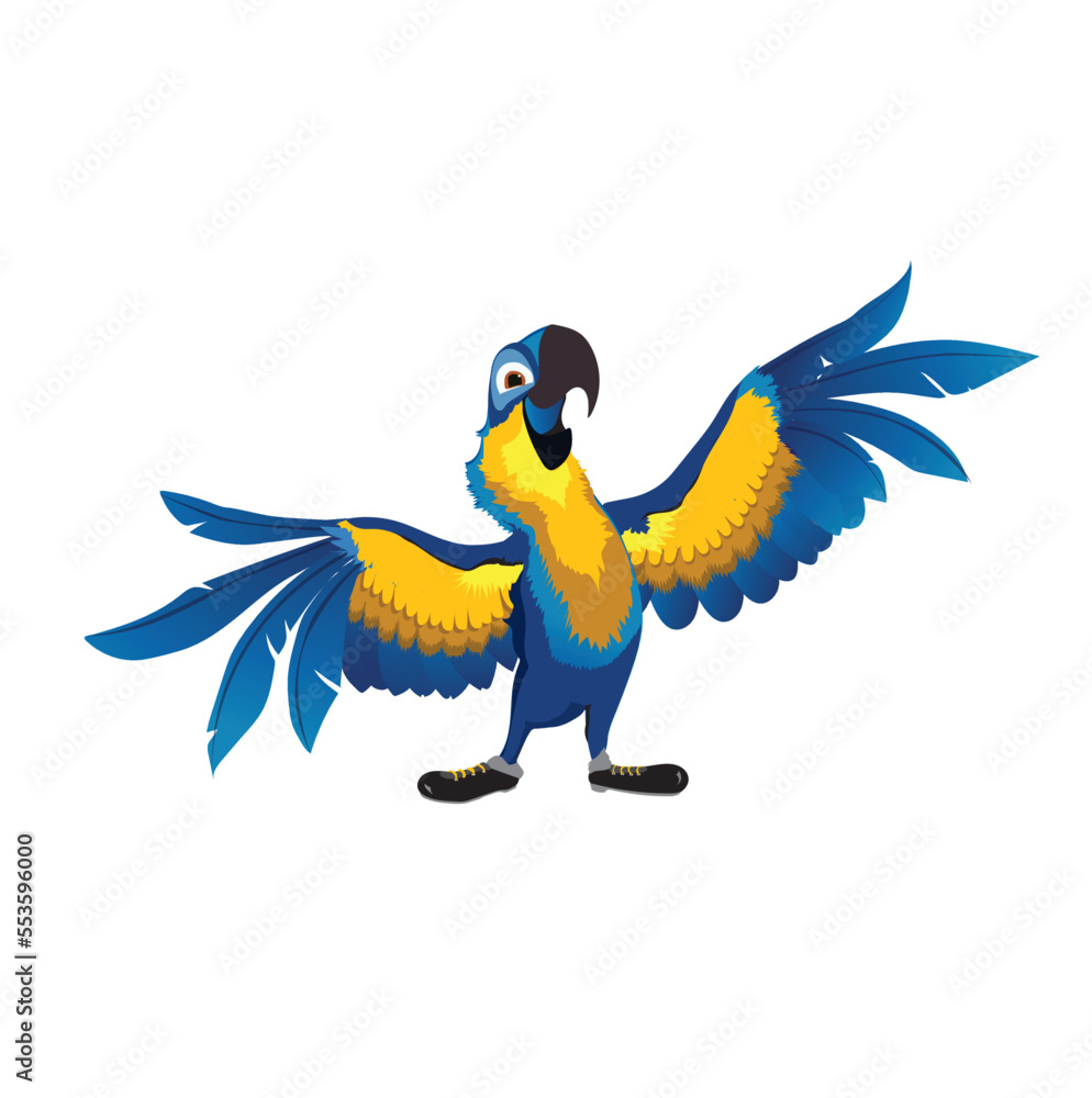 Obraz premium Mako Parrot Blue Bird Illustration Cartoon 