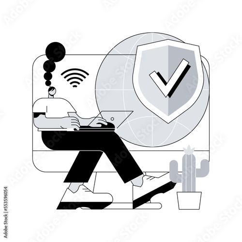 VPN access abstract concept vector illustration. Virtual private network access, remote proxy server, VPN service, unblock website online, secure internet, global connection abstract metaphor.