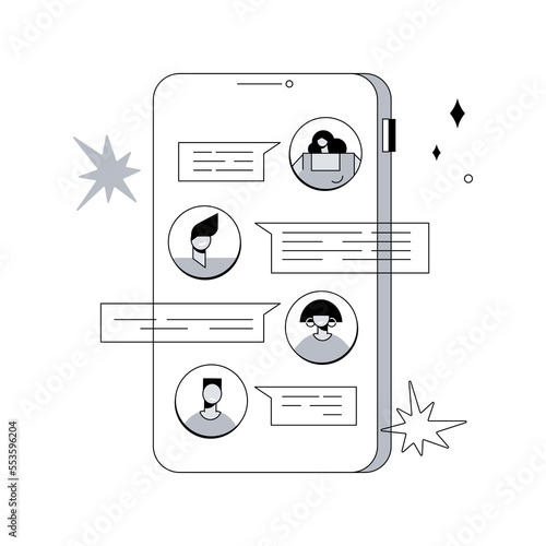 Internet forum abstract concept vector illustration. Internet communication, social media and network technology, chat message, forum topic, comments board, website page abstract metaphor.