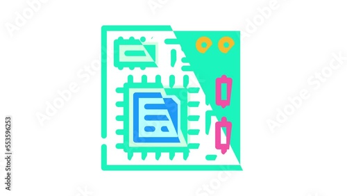 cpu board color icon animation photo