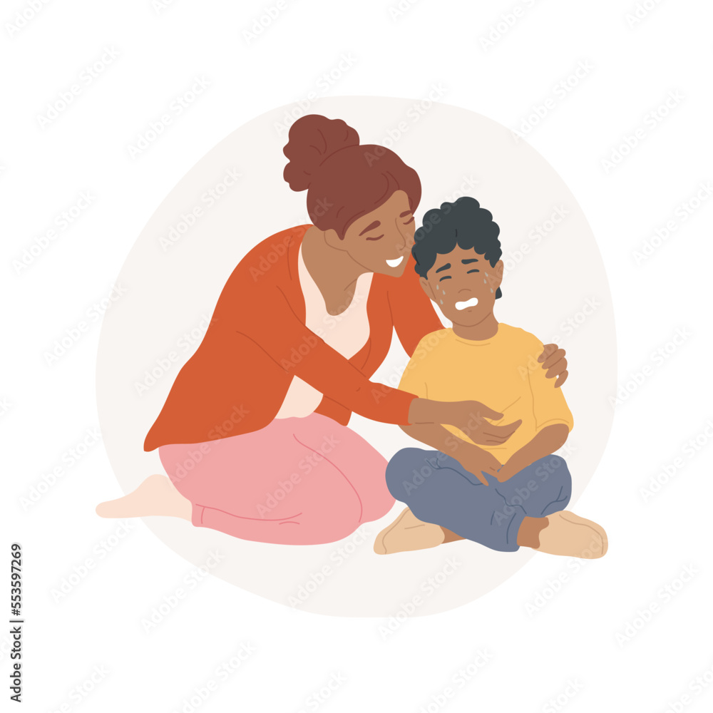 Empathy isolated cartoon vector illustration. Mom comforts the child, mental and psychological health, understanding needs of people, making connection, empathy ability vector cartoon. Empathy isolated cartoon vector illustration. Mom comforts the child, mental and psychological health, understanding needs of people, making connection, empathy ability vector cartoon.