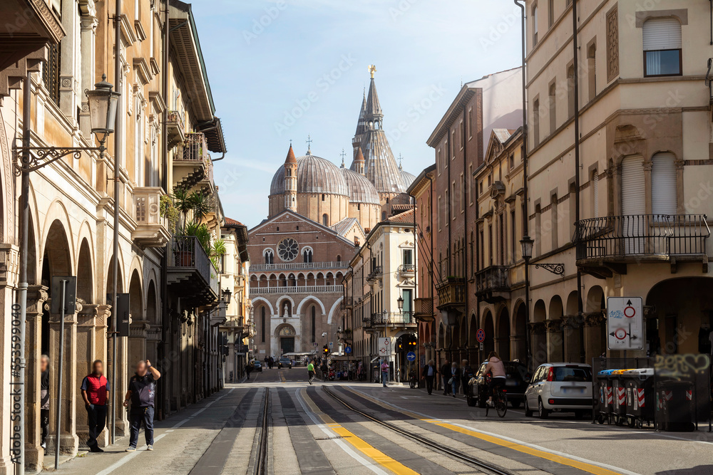 The street leading to The Basilica of St. Anthony in Padova near Venice. Italy.