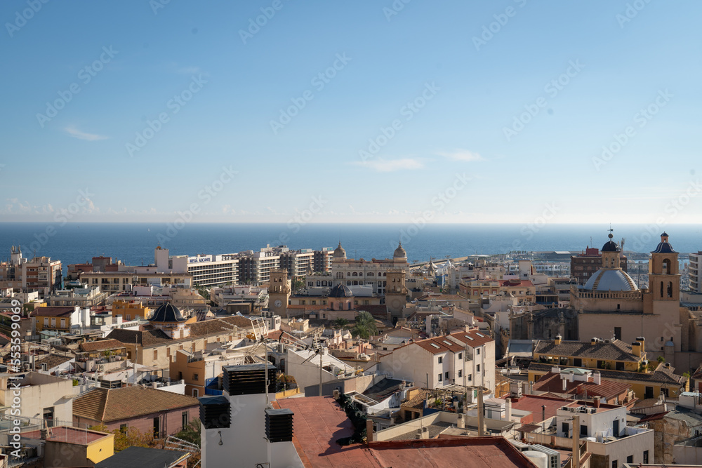 Alicante, view from Santa Cruz to the sea.