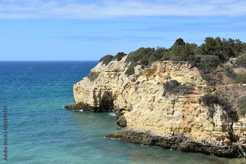 Scenic view of the cliffs near Armacao de Pera
