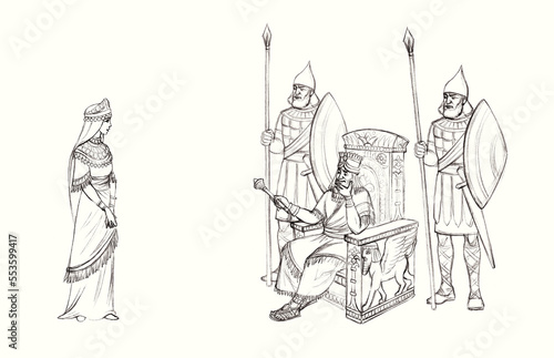 Fototapeta King on the throne. Pencil drawing