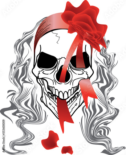 skull with moss hair and bandanna