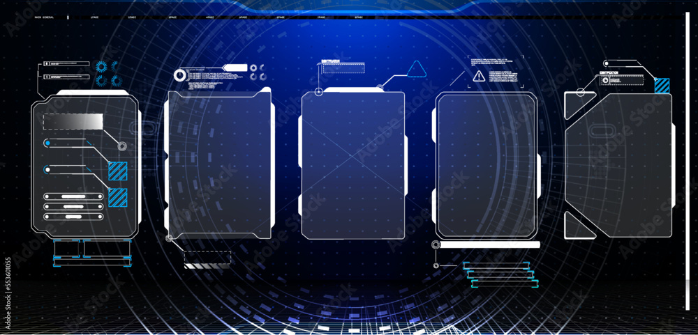 interface elements. futuristic abstract HUD frame screen, button ...