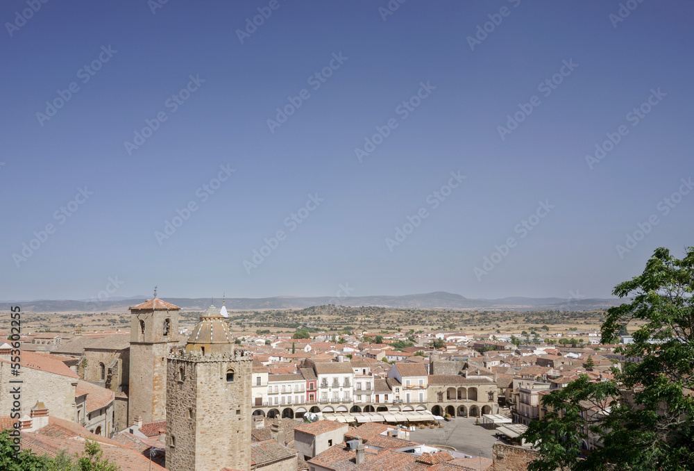 Panoramic view of the town of Trujillo photo taken from the castle. Spain