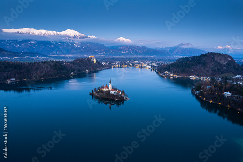 Beautiful panorama over Lake Bled Slovenia