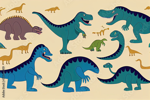 wallpaper and panel with drawings of dinosaurs.