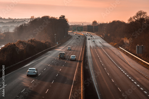 Obraz na płótnie A sunset view on a motorway In Ireland Cork w salonie