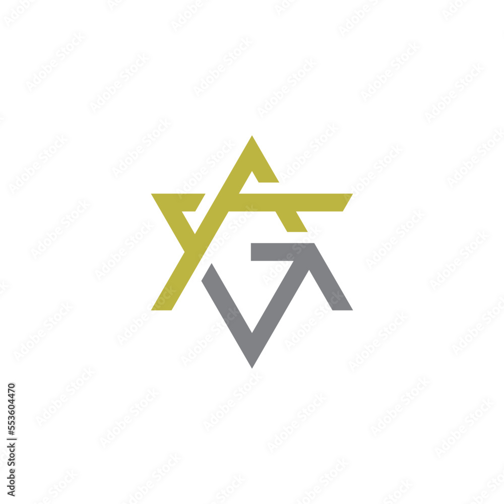 initial letter AG star outline logo vector initial letter AG star outline logo vector