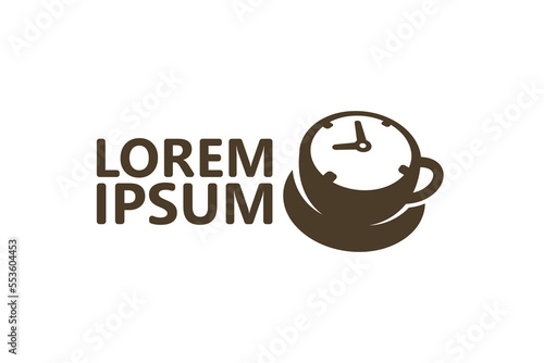 Drink coffee cup time logo template design vector
