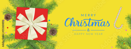 Merry Christmas and Happy New Year. Christmas banner