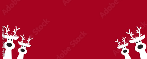 Cute reindeer on a red background. Christmas background, banner,  or card.