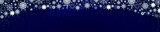 Winter snow frame border with stars and snowflakes on blue background.
