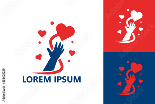 Hand reach love logo template design vector