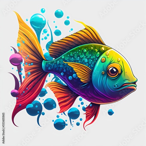 Colorful fish created wth AI
