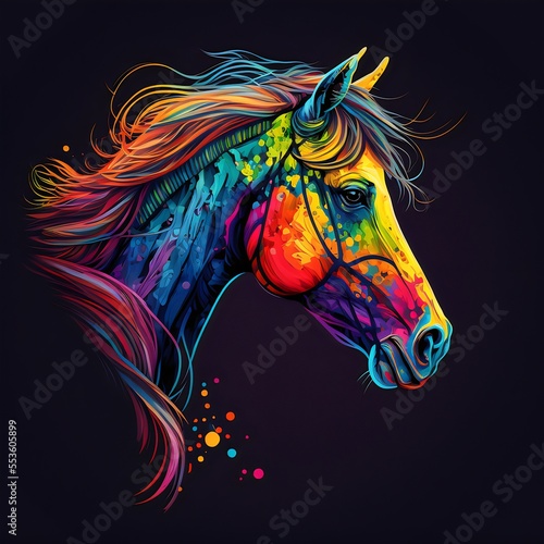 Colorful horse created wth AI