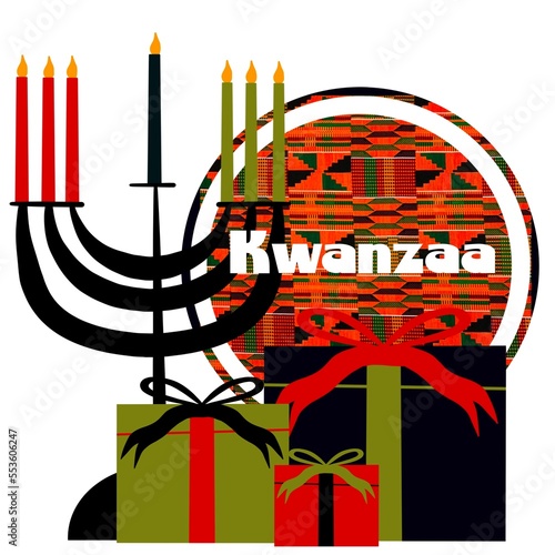 Kwanzaa Nguzo Saba with gifts and Kinara photo