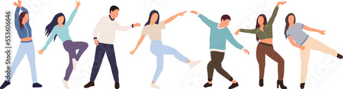 people dancing in flat style, isolated vector