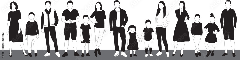family silhouette design vector isolated