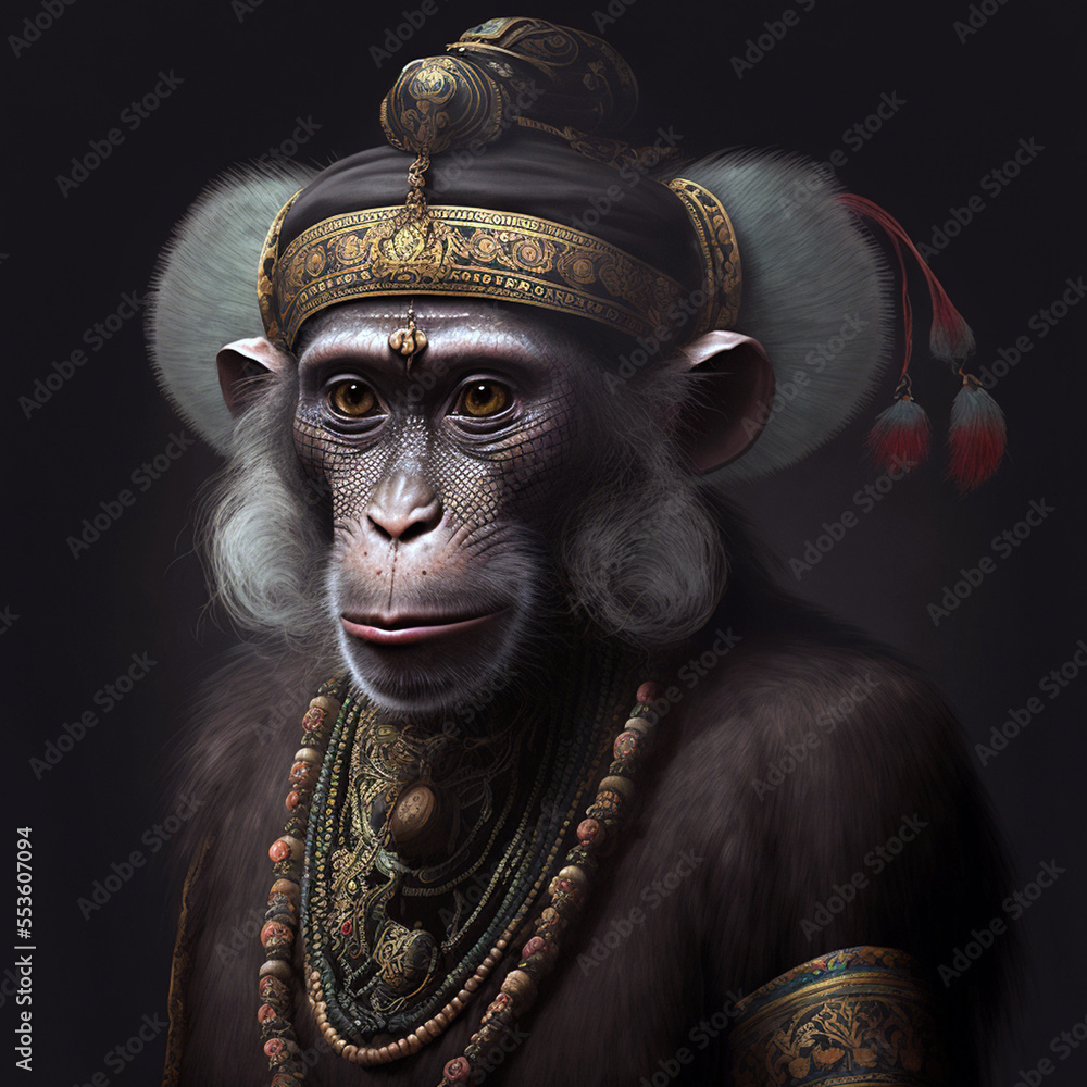 indian monkey portrait - Generative AI indian monkey portrait - Generative AI