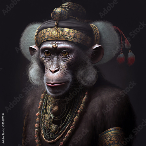 indian monkey portrait - Generative AI