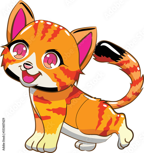Cartoon Colorful Cat Set Free Vector